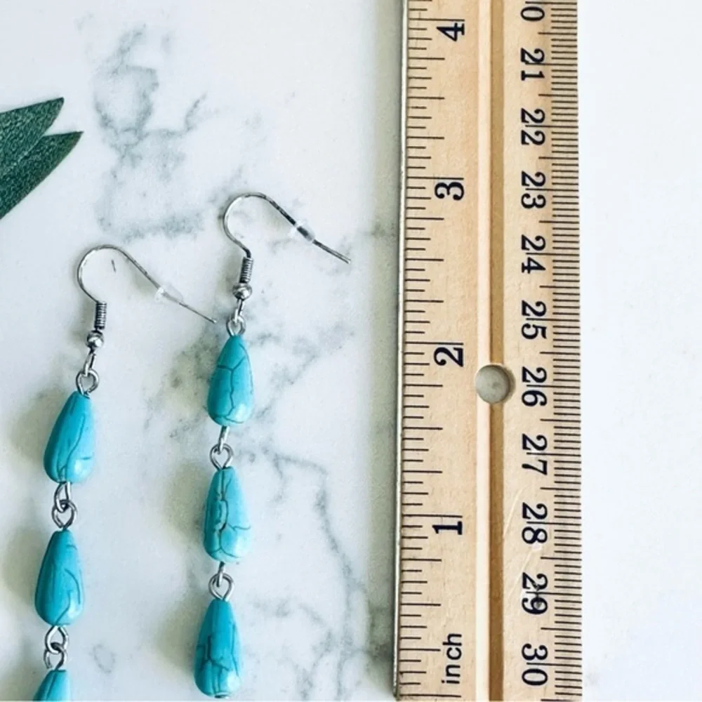 2/$30🌵 Faux Turquoise Stone Bead Dangle Drop Earrings NEW Bohemian Southwestern